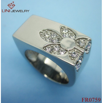 Steel Arch Flower Design Ring attach Crystal