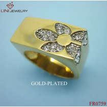 Steel Arch Flower Design Ring attach Crystal/Gold-plated