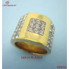 Huge Size Steel Ring Attach Crystal/Gold-plated