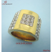Huge Size Steel Ring Attach Crystal/Gold-plated