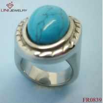 Stainless Steel Thread Ring/Blue Turquoise