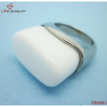 Stainless Steel Brick Stone Ring/White