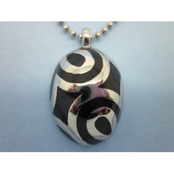 Stainless Steel China Theatrical Mask Texture Pendant/Black