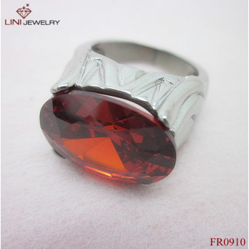 316L Steel Garnet Quartz Jewelry Ring