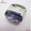 316L Steel Dark Purple Quartz Jewelry Ring