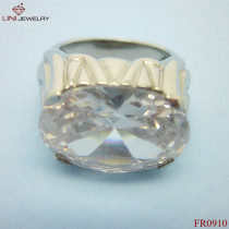 316L Steel White Quartz Jewelry Ring