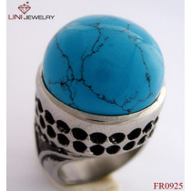 Huge Size Steel Ring attach Blue Turquoise