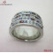 4-Stripe Steel Ring attach Color Crystal