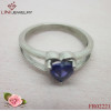 Charming Steel Ring Attach Heart Stone/Royal Blue