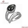 Stainless Steel Todpole Black Stone Ring