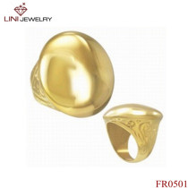 Stainless Steel Circle Gold-Plated Ring