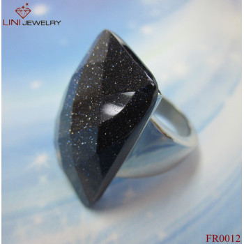 Stainless Steel Purple Sand Square Ring