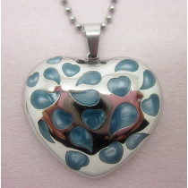 Stainless Steel Big Heart With Straberry Texture Pendant/Blue