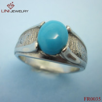 Blue Turquoise  Stainless Steel Ring