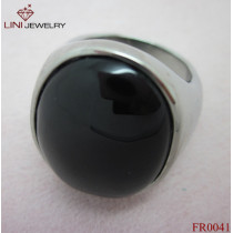 Black Stainless Steel Black Gemstone Rings