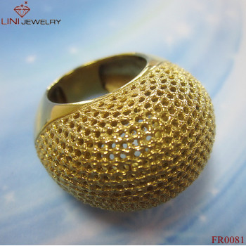 Gold-Plated Stainless Steel Handcraft Hollow Ring