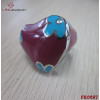 5-Flower Texture Heart Enamel Ring/Garnet