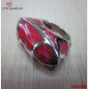 Long Shape w/ Flower Pattern Enamel Ring/Red