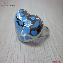 316l Steel Enamel Heart  w/ Texture Ring/Blue
