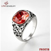 Red Shining  Stone  Stainless Steel Flower Hollow  Rings