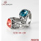 Red Shining  Stone  Stainless Steel Flower Hollow  Rings