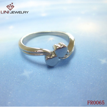 Stainless Steel Doulbe Heart Knot Ring