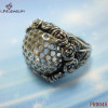 316L Steel Rose Texture Hollow Ring