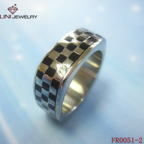 316L Steel  Tartan Design Ring/Black