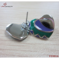 316L Steel Multicolor Enamel Heart Texture Earring