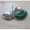 316L Steel Multicolor Enamel Heart Texture Earring/Green