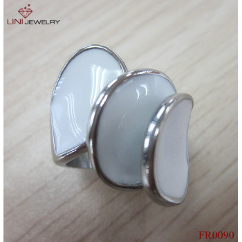 Girl's stainless steel ring,white enemal ring