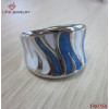 316L Steel Blue-White Enamel Stripe Ring
