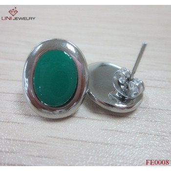 316L Steel Enamel Earring/Green