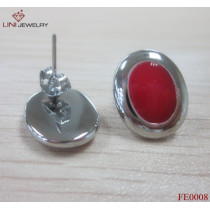 316L Steel Enamel Earring/Red