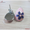 316L Steel Multicolor Hexapetalousflower Enamel Earring/Pink