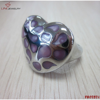 316l Steel Enamel Heart  w/ Texture Ring/Purple