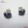 Fantastic Jewelry, 316L Steel Purple Stud Earrings,Beautiful Glass Stone Earring