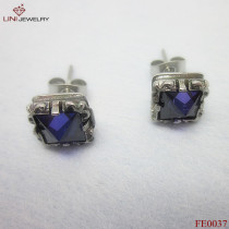 Fantastic Jewelry, 316L Steel Purple Stud Earrings,Beautiful Glass Stone Earring