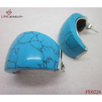 Beautiful Blue Turquoise Earring, Stainless steel Jewelry making