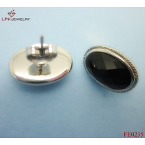 316L Steel Button Earring/Black