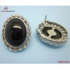 Black Circle Earrings w/Diamond