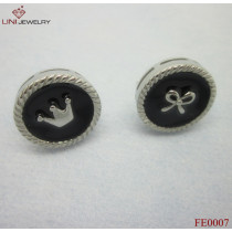 316L Steel Button Enamel earrings/Black