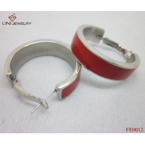 316L Steel Big  Arc Enamel Earring/Red