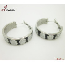 Fashion 316L Steel Tradtional Enamel Earring/Black