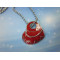 Red Enamel Necklace Pendant,Heart Texture Pendant
