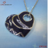Royal Blue Enamel Heart Texture Pendant