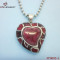 316l Stainless Steel Heart Texture Pendant/Garnet