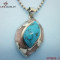 Enamel Pendant With Blue Turquoise/Pink