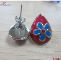 316L Steel Multicolor Hexapetalousflower Enamel Earring/Red