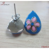316L Steel Multicolor Hexapetalousflower Enamel Earring/Blue
